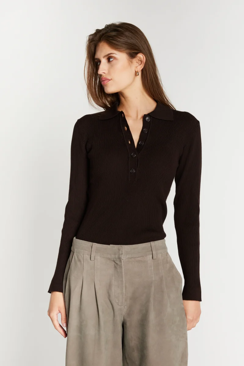 AnemoneBBValea knit polo – Chocolate brown