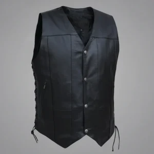 Open Road Men's 10 Pocket Leather Vest