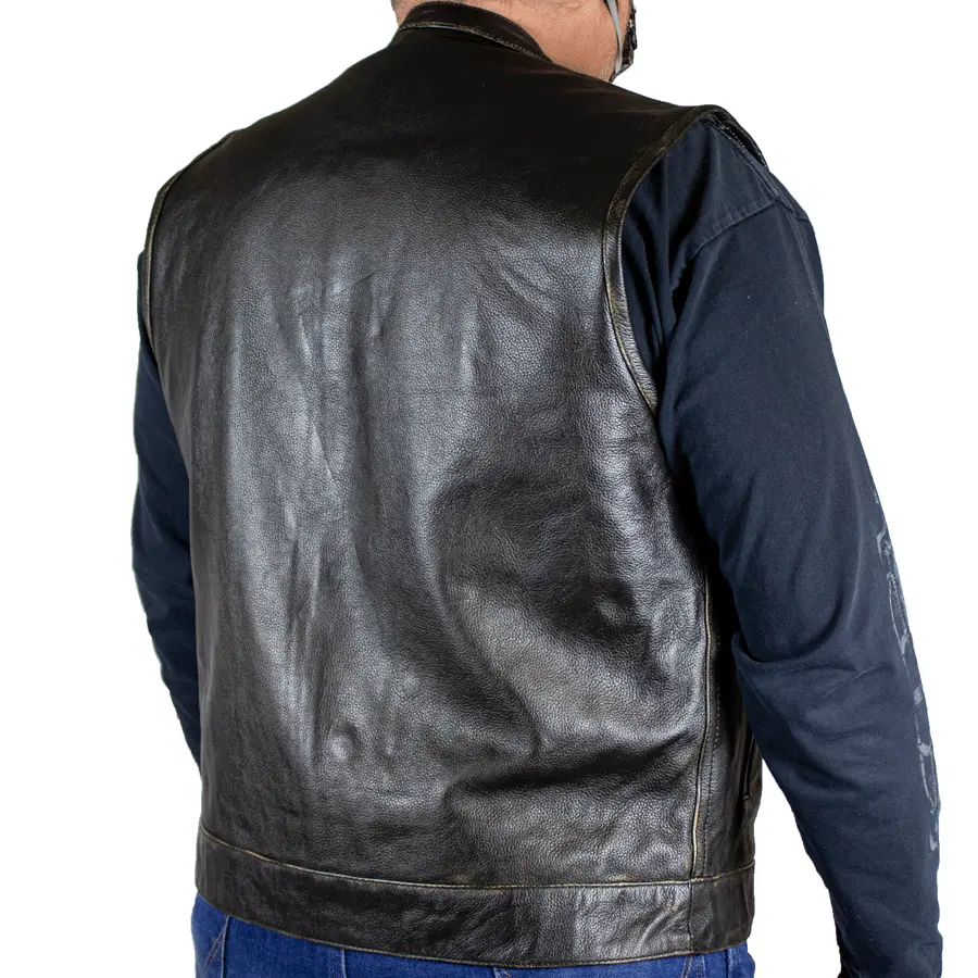 Open Road Men's Distressed Leather Club Vest - Image 4