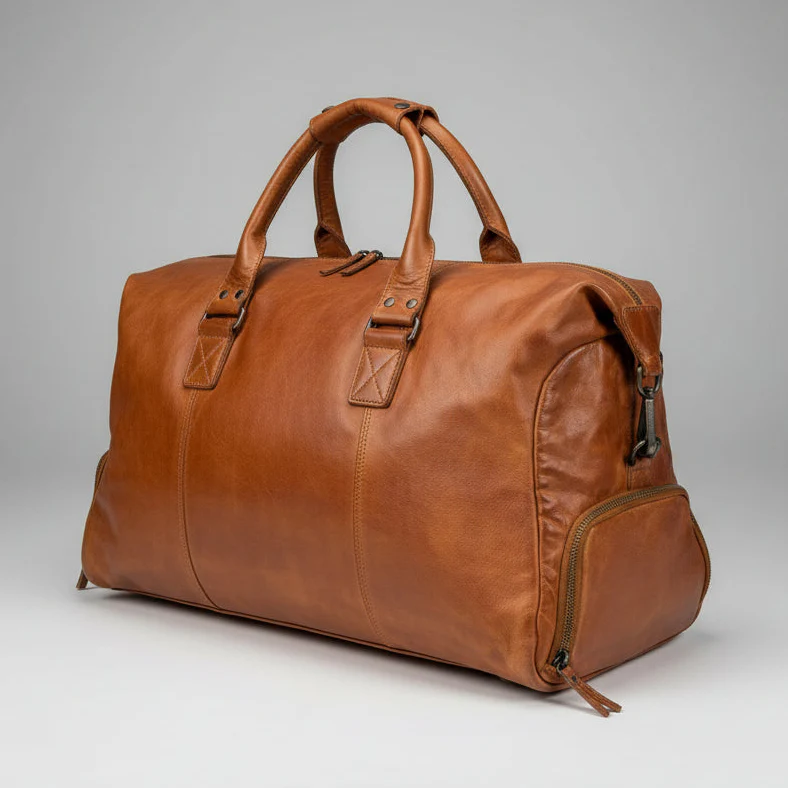MET Premium Leather Duffle Bag Travel Weekend Carry-on